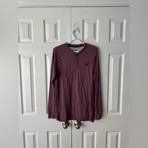 True Religion Graphic Tee Maroon Heather Long Sleeve Henley T-Shirt Small